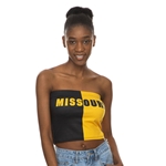 Spliced Tube Top Black and Gold Missouri Chest Print