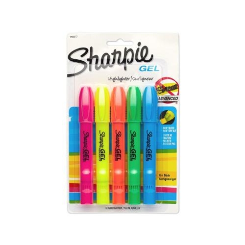 Sharpie Gel Highlighters, Bullet Tip, Assorted Colors, 5 Count 