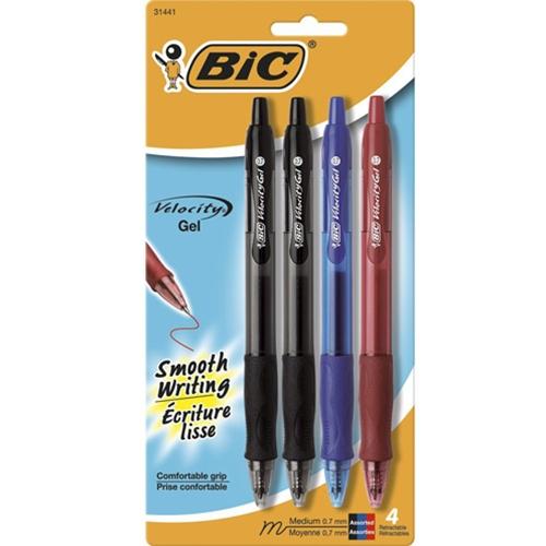  BIC Velocity Retractable Ballpoint Pen, Assorted Ink