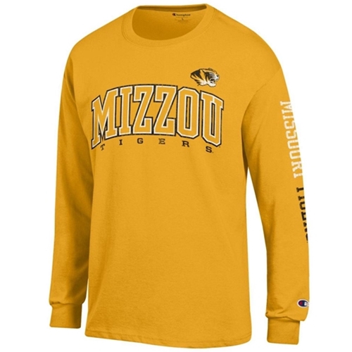 The Mizzou Store - Gold Long Sleeve Champion® Mizzou Tigers Full Chest ...